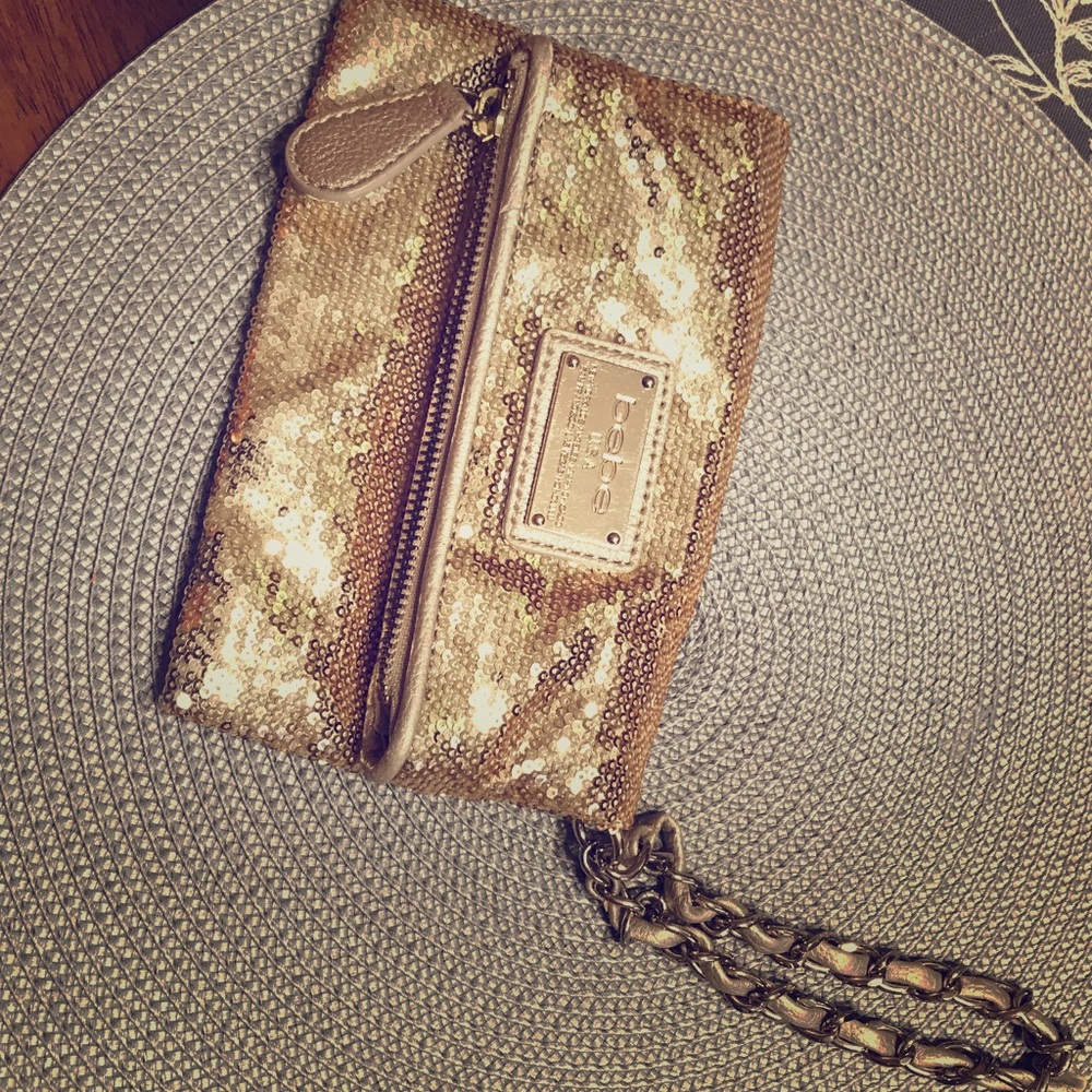 Bebe Gold Sequin Clutch